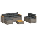 vidaXL Salon de jardin 5 Pièces avec coussins gris résine tressée acacia