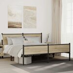 vidaXL Cadre de lit en métal sans matelas chêne sonoma 183x213 cm