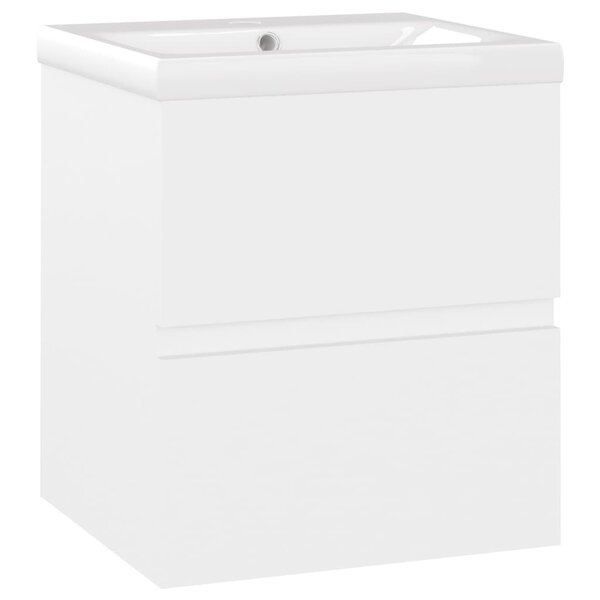 vidaXL Armoire d'évier avec lavabo intégré Blanc Aggloméré