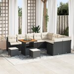 vidaXL Ensemble de canapé jardin 12 pièces avec coussins en poly rattan noir et acacia