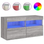 vidaXL Meuble TV mural avec lumières LED sonoma gris 80x30x40 cm