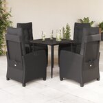 vidaXL Ensemble à manger de jardin coussins 5Pièces Noir Résine tressée