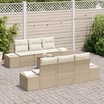 vidaXL Ensemble de 7 pièces de canapé de jardin avec coussins Beige Poly Rotin Acacia