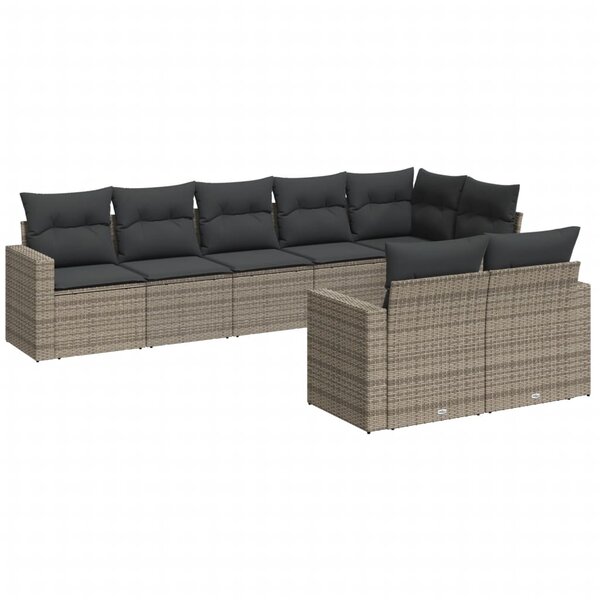 vidaXL Salon de jardin 8 Pièces avec coussins gris résine tressée