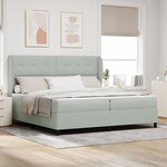 Lit Box Spring avec Matelas gris clair 200x200 cm velours