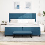 vidaXL Lit à ressort avec matelas et banc bleu nuit 200x200 cm velours
