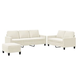 vidaXL Ensemble de canapés 3 Pièces avec coussins Crème Velours