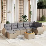 vidaXL Salon de jardin avec coussins 8Pièces mélange beige résine tressée