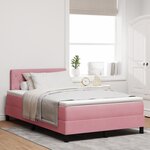 Lit à ressorts vidaXL avec matelas rose 120x200 cm en velours