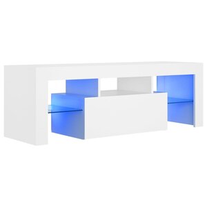 vidaXL Meuble TV avec lumières LED Blanc 120x35x40 cm