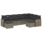 vidaXL Salon de jardin 9 Pièces avec coussins gris résine tressée