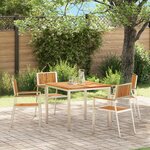 vidaXL Chaises de jardin empilables 4 Pièces en bois massif teck et acier inoxydable