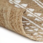 vidaXL Tapis fait à la main Jute avec imprimé blanc 90 cm