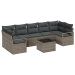 Ensemble de Canapés de Jardin de 8 Pièces avec Coussins Gris Rattan