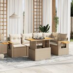vidaXL Salon de jardin avec coussins 6 Pièces beige résine tressée