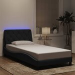 vidaXL Cadre de lit avec LED sans matelas noir 100x200 cm velours