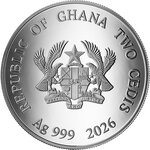 Pièce de monnaie en Argent 2 Cedis g 15.57 (1/2 oz) Millésime 2026 Lunar Year Ghana HORSE