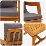 Ensemble de Bistro 3 Pièces avec Coussins en Bois d'Acacia