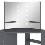vidaXL Coiffeuse d'angle avec LED Gris 111x54x141 5 cm