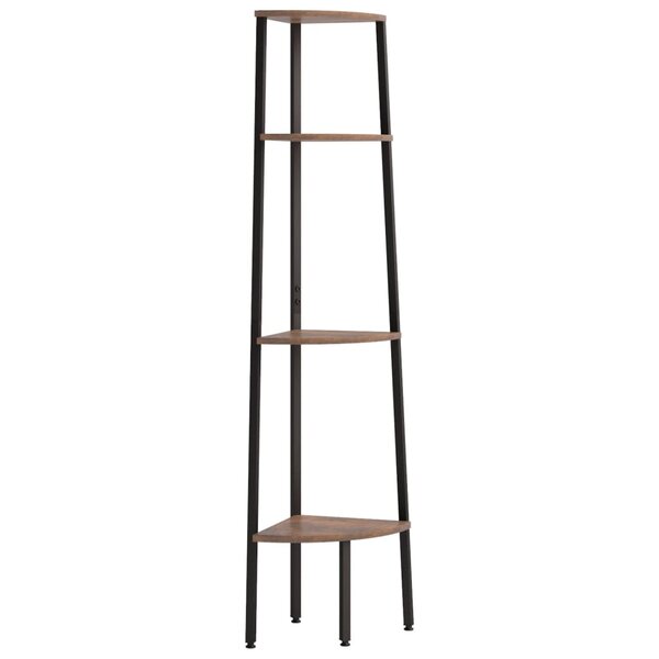 vidaXL Étagère d'angle 4 niveaux Marron foncé et noir 45 5x31 5x150 cm