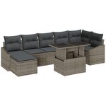 vidaXL Ensemble de canapés de jardin 8 pièces avec coussins gris poly rotin