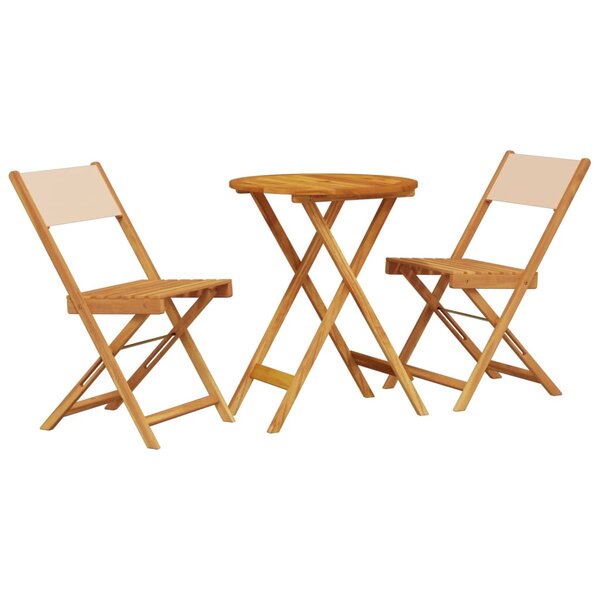 vidaXL Ensemble de bistro 3 Pièces beige tissu et bois massif