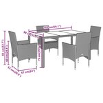 vidaXL Ensemble à manger de jardin et coussins 5 Pièces noir rotin verre