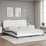 vidaXL Cadre de lit avec lumières LED blanc noir 180x200 cm similicuir