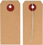 100 étiquettes kraft 9 x 4 cm avec fil métallique