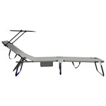vidaXL 2 Pièces Chaises longues pliantes avec auvent Gris Tissu Oxford 600D