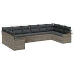Ensemble de canapé de jardin de 10 pièces avec coussins Grey Poly Rattan