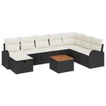 vidaXL Ensemble de Canapés de Jardin 9 Pièces avec Coussins Noir Poly Rattan