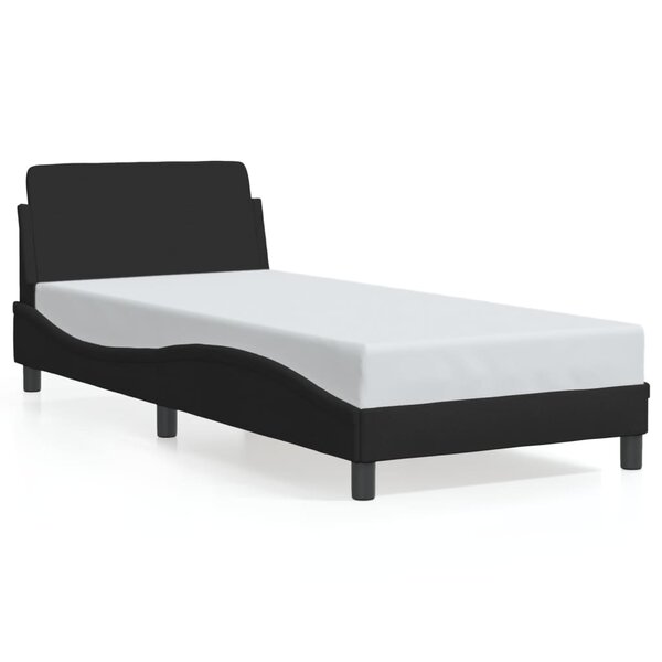vidaXL Cadre de lit avec tête de lit sans matelas noir 90x200 cm tissu