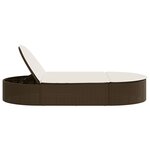 vidaXL Chaise longue double avec coussins marron résine tressée