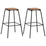 vidaXL Tabourets de bar lot de 2 noir pinède solide et acier