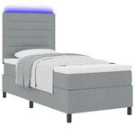 vidaXL Lit à ressort avec matelas & LED Gris clair 90x200 cm Tissu