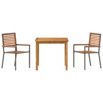 Ensemble de salle à manger jardin vidaXL 3 pièces gris polyrotin acacia