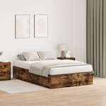 Cadre de lit de rangement vidaXL Chêne fumé 120x190 cm