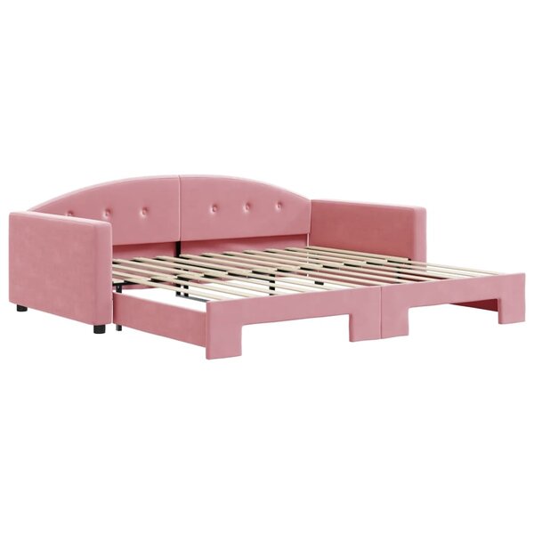 vidaXL Lit de jour avec lit gigogne rose 100x200 cm velours