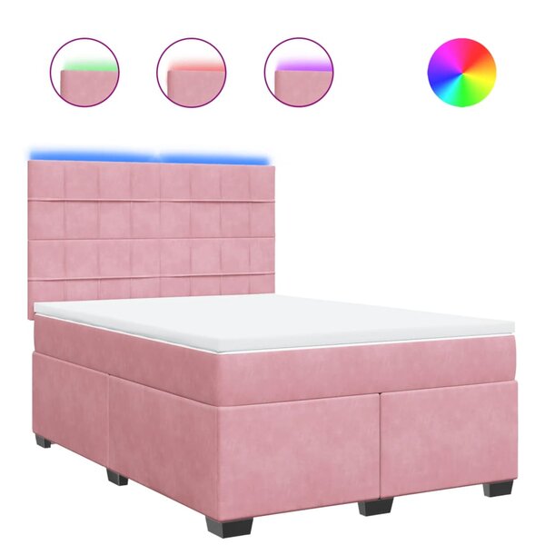 vidaXL Sommier à lattes de lit avec matelas Rose 140x190 cm Velours