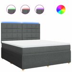 vidaXL Sommier à lattes de lit avec matelas Gris foncé 180x200cm Tissu