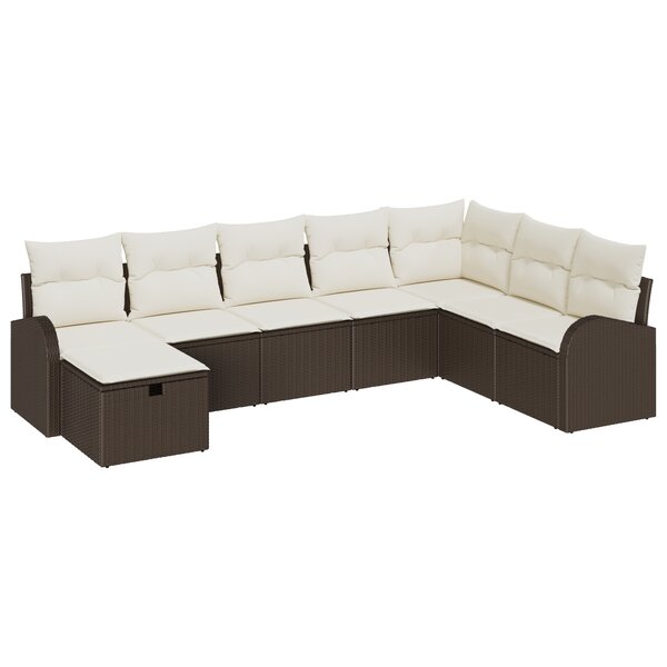 Ensemble de Canapés de Jardin de 8 Pièces avec Coussins Rattan Poly Marron