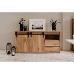 Buffet Manzano - Panneaux de particules - chêne Flagstaff - 2 portes coulissantes  2 tiroirs  1 niche - 180 x 87 x 40 cm