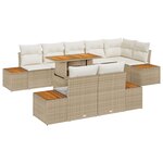 vidaXL Ensemble de salle à manger de jardin de 9 pièces avec coussins en rotin poly et acacia