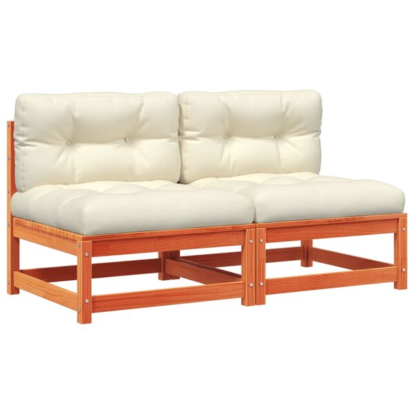 vidaXL Canapés de jardin sans accoudoirs coussins 2Pièces bois massif pin