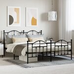 vidaXL Cadre de lit métal avec tête de lit/pied de lit noir 183x213 cm
