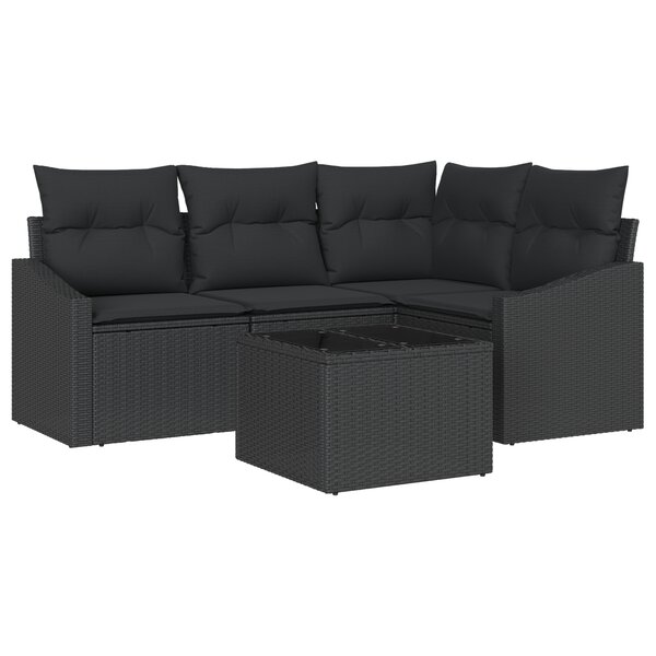 vidaXL Ensemble de 5 Canapés de Jardin avec Coussins Beige en Poly Rattan
