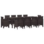 vidaXL Ensemble de salle à manger jardin 11 pièces avec coussins marron en poly rattan