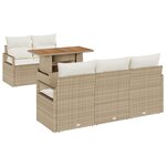 Ensemble de canapé de jardin 6 pièces avec coussins Beige Rattan poly