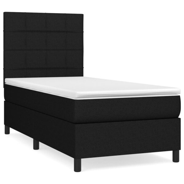 vidaXL Sommier à lattes de lit avec matelas Noir 90x190 cm Tissu